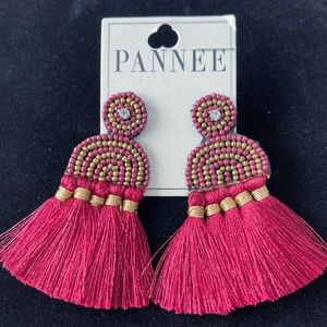 Pannee Beaded Dangle Tassel Stud Earrings NWT